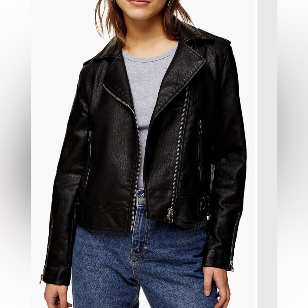 Topshop Brandy Faux Leather Moto Jacket